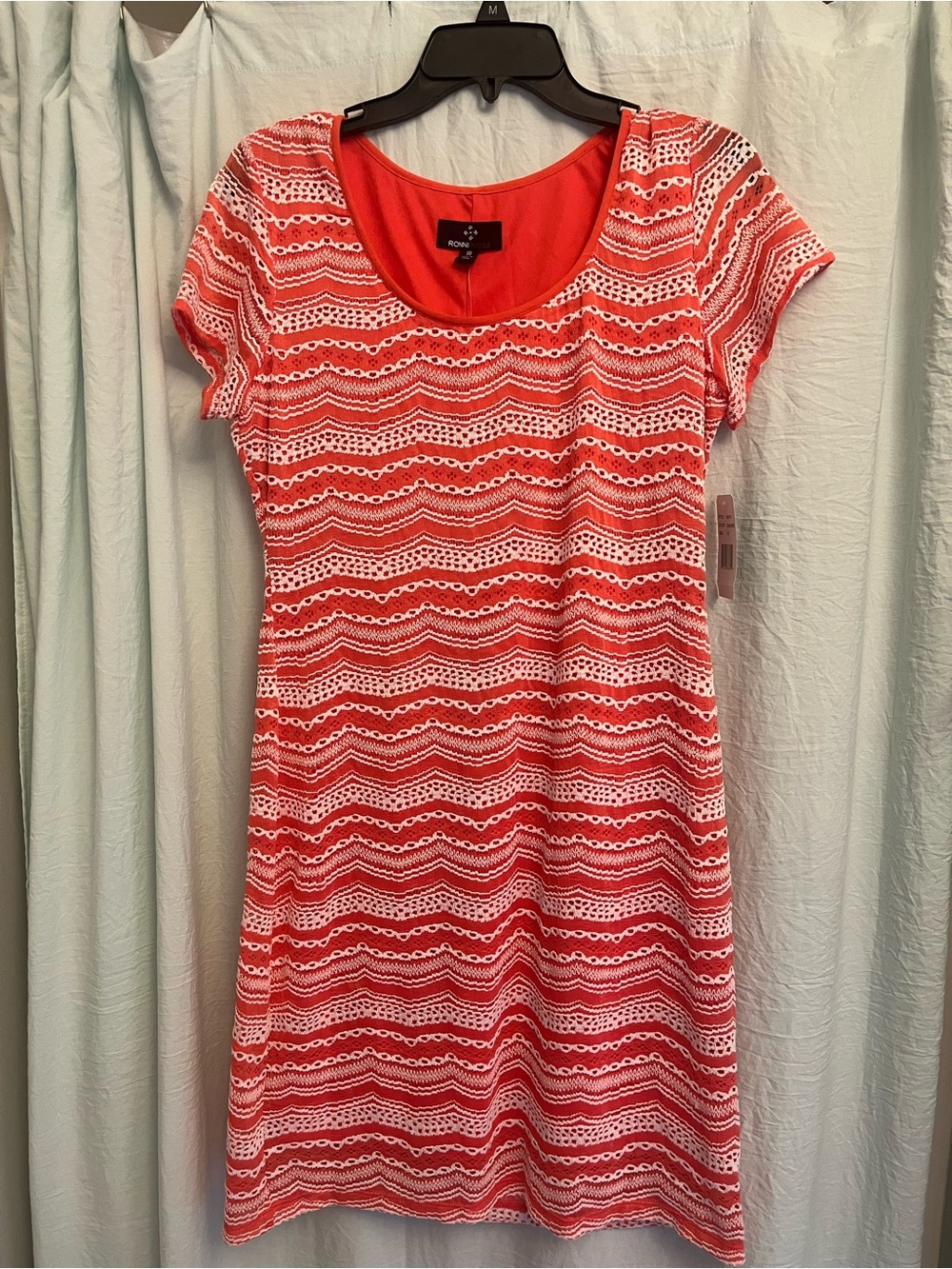 Short Sleeve Lace-Pattern Dress